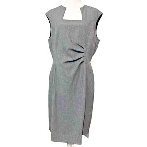 Alex Marie‎ Professional Dress Gray Sleeveless Asymmetrical Neck Size 14 Career